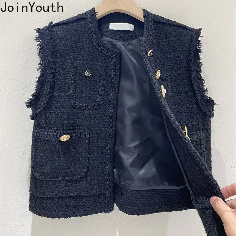 Korean Vest for Women Fashion Temperament Tanks 2023 Ropa Mujer Sleeveless Pockets Waistcoat Loose Vintage Jackets Y2k Tops