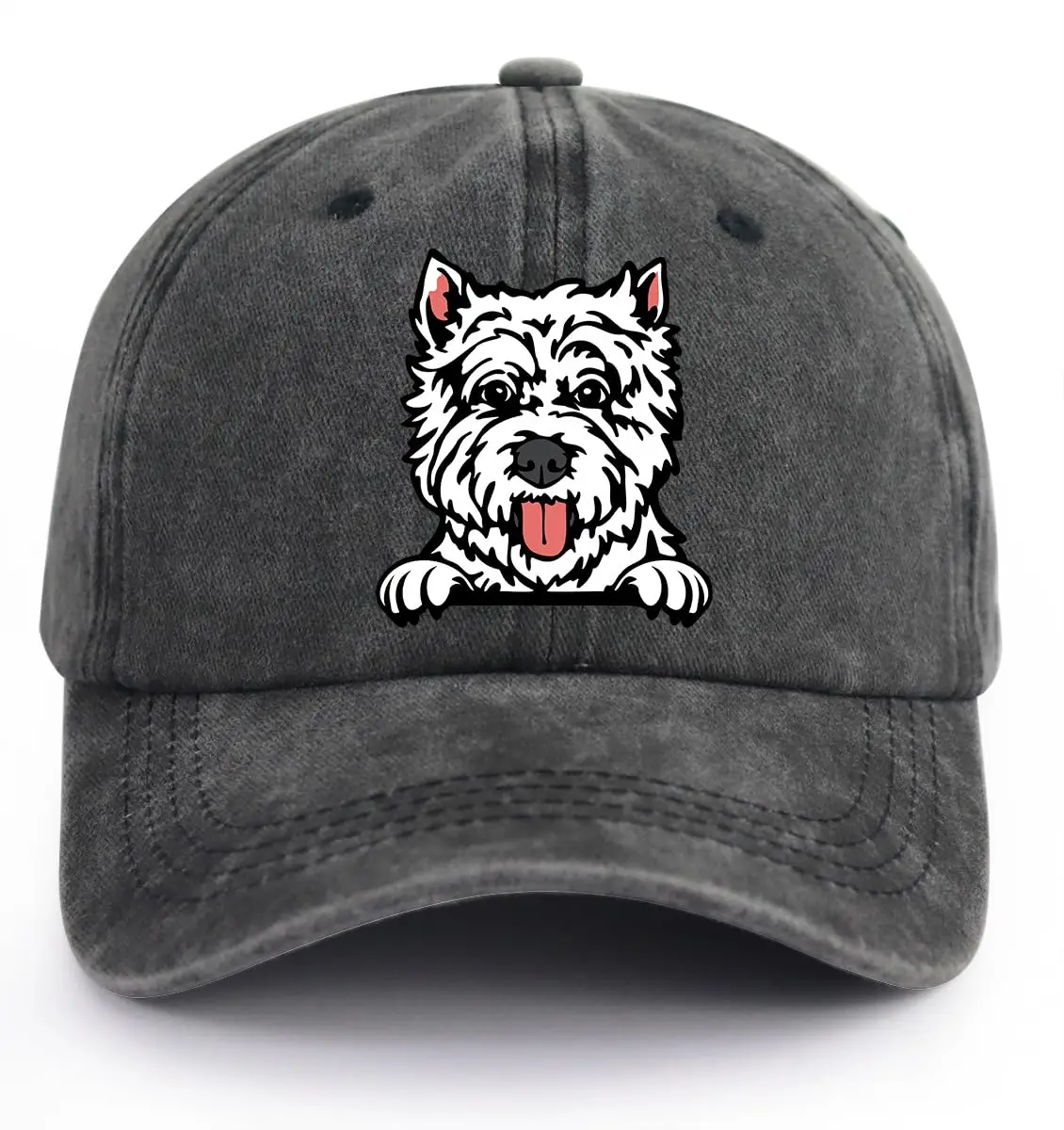 

West Highland Terrier Dog Baseball Cap Washed Denimt Cap Adjustable Adult Castette Breathable Outdoor Sports Sunshade Hat