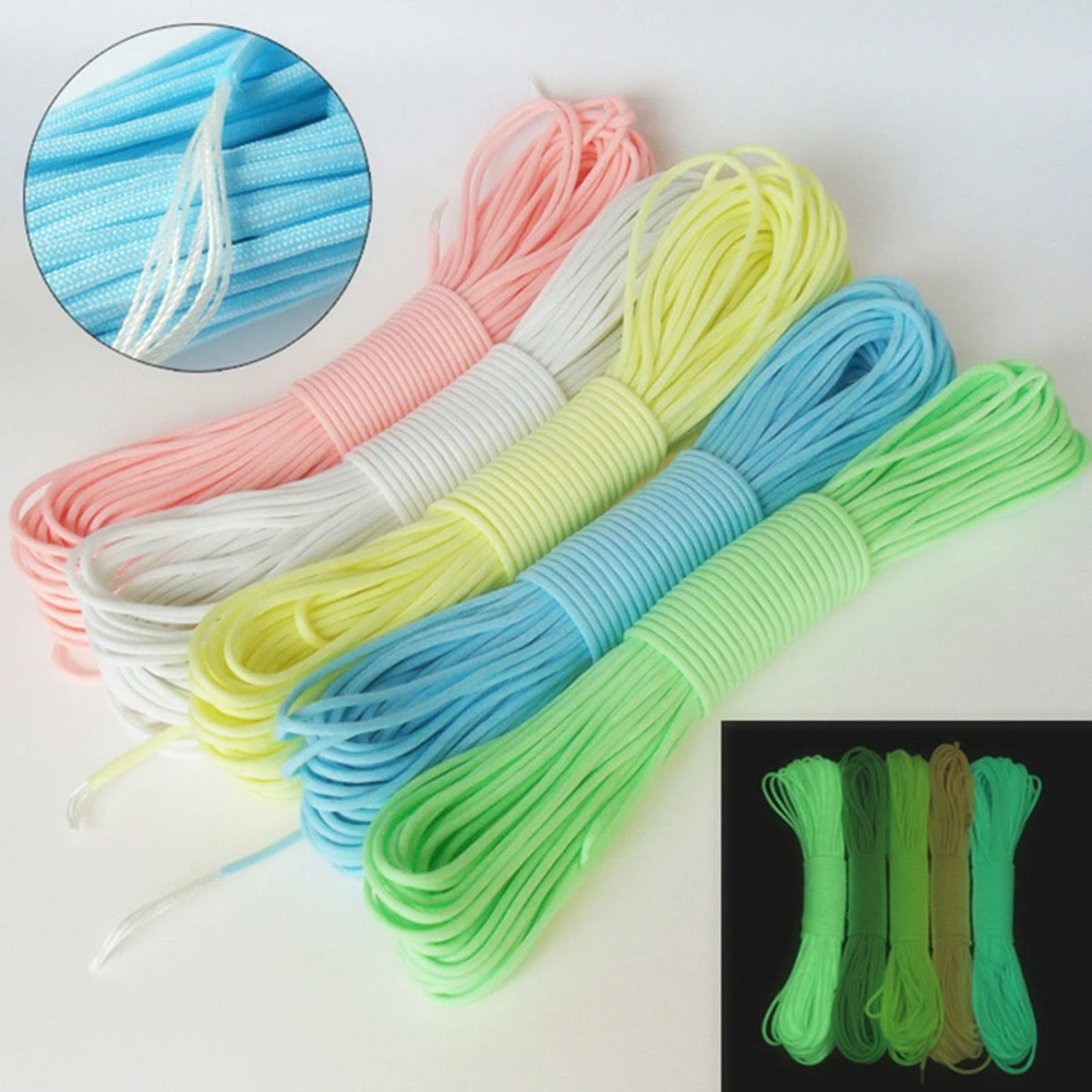 Paracord luminoso 9 núcleo 4mm corda fluorescente ao ar livre noctilucência cordas de sobrevivência cabo de tenda de náilon brilho pára-quedas cordão