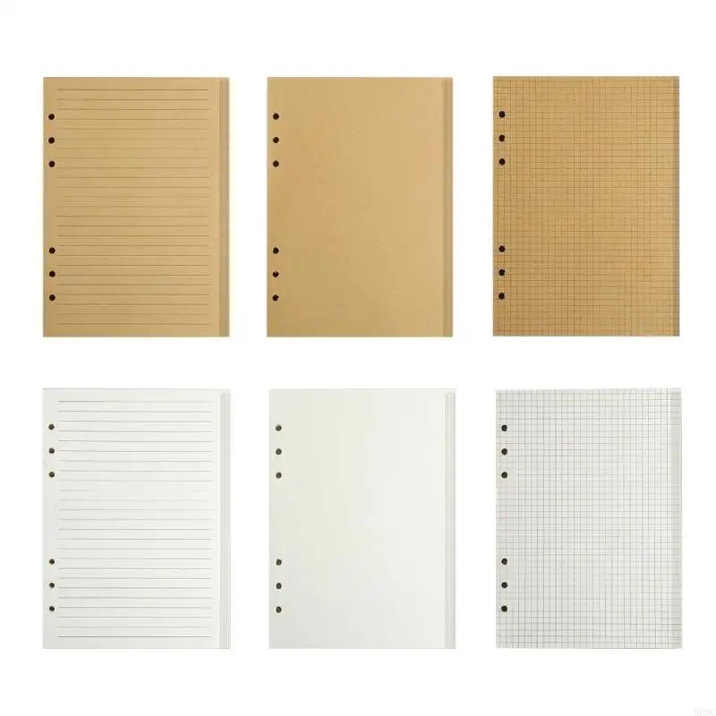 W89C A 5 Refillable Refill Paper Line Horizontal Line Paper 6 Holes Lined Filler Paper Replacement Sheets for Notes Journal