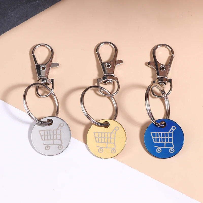 عربة التسوق الرموز حلقة رئيسية مع حلقة تسلق هوك معدن صغير عربة سوبر ماركت مزيل عملة تسمية المفاتيح للجنسين #3