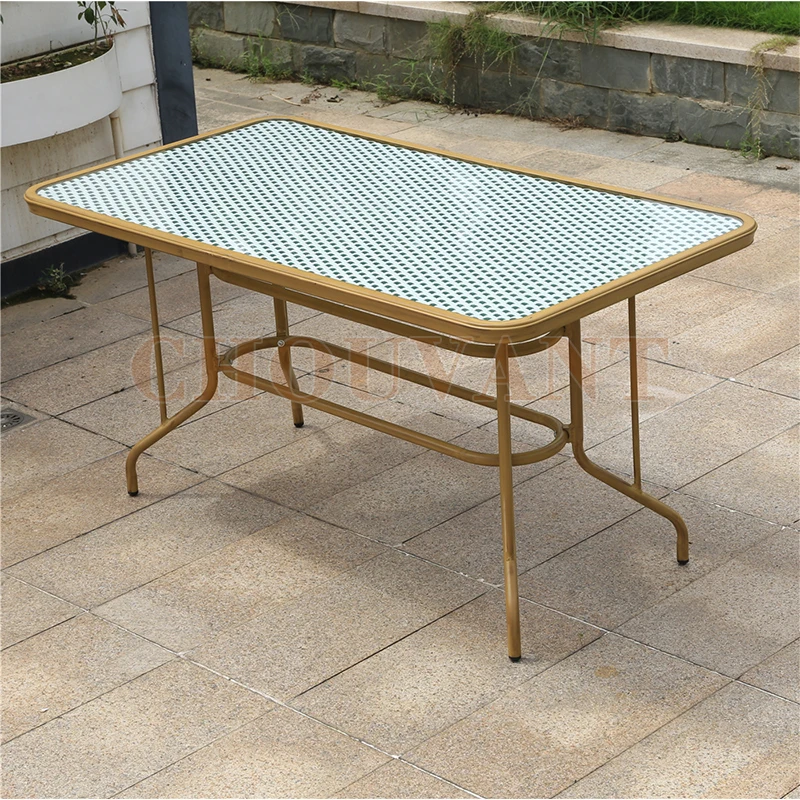 Outdoor PE Cane Table Patio PP Wicker   Dining  Glass  Coffee furniture