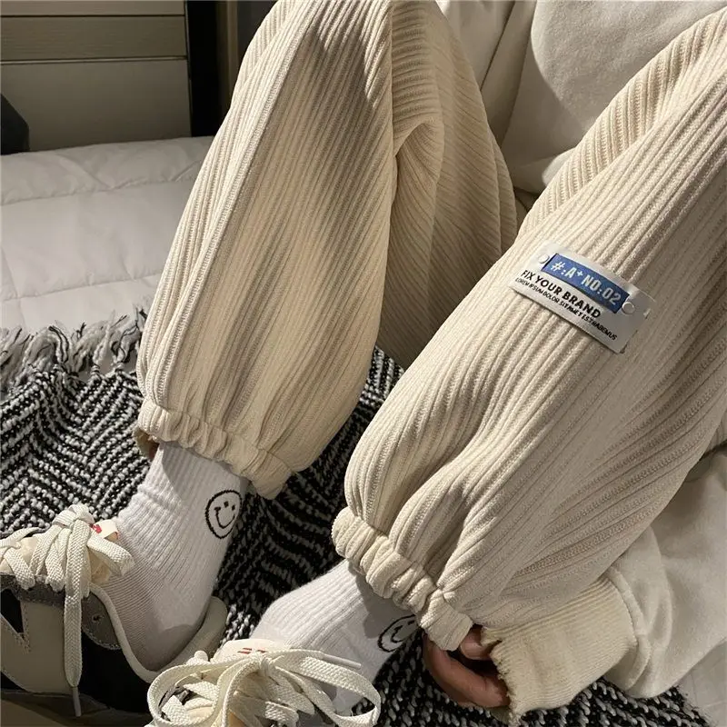 

Men's Corduroy Harlan Pants Spring Autumn New Style Fleece Lined Thickened Casual Trousers Korean Version Student Wear