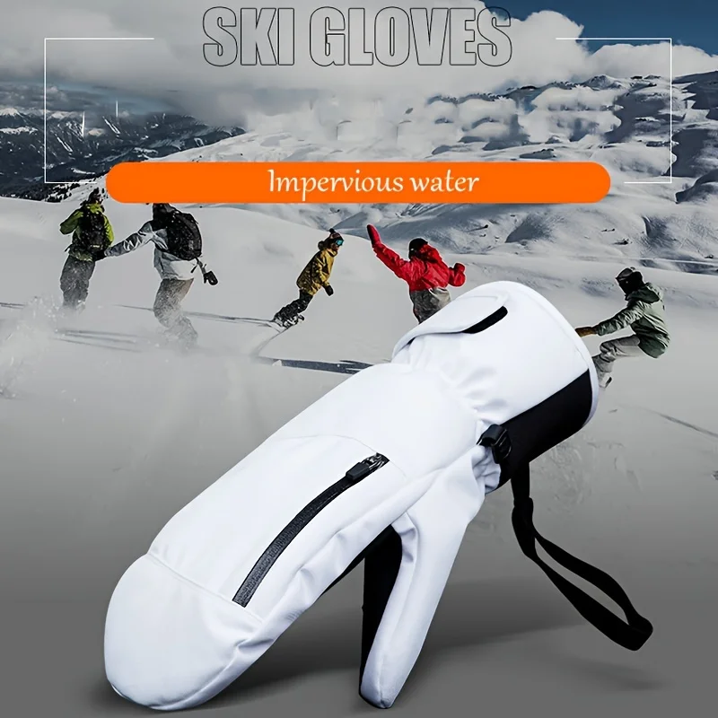 Winter Skiing Snowboarding Mittens Can Touch Screen Waterproof Thermal Thick Snowmobile Gloves Black White Gray Men Women