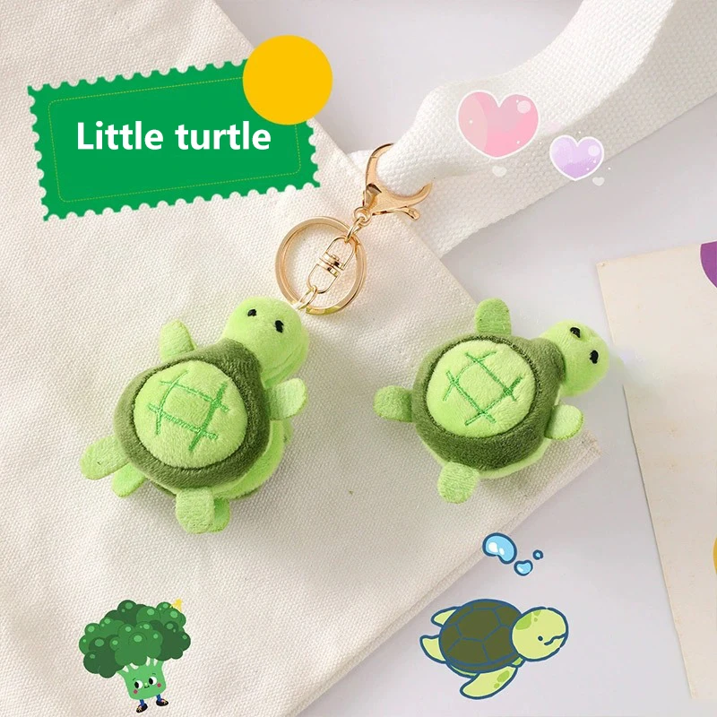 Broche de tortuga de felpa de dibujos animados, llavero de muñeca, colgante de bolsa, accesorios de adorno Diy, colgantes, regalos para niñas