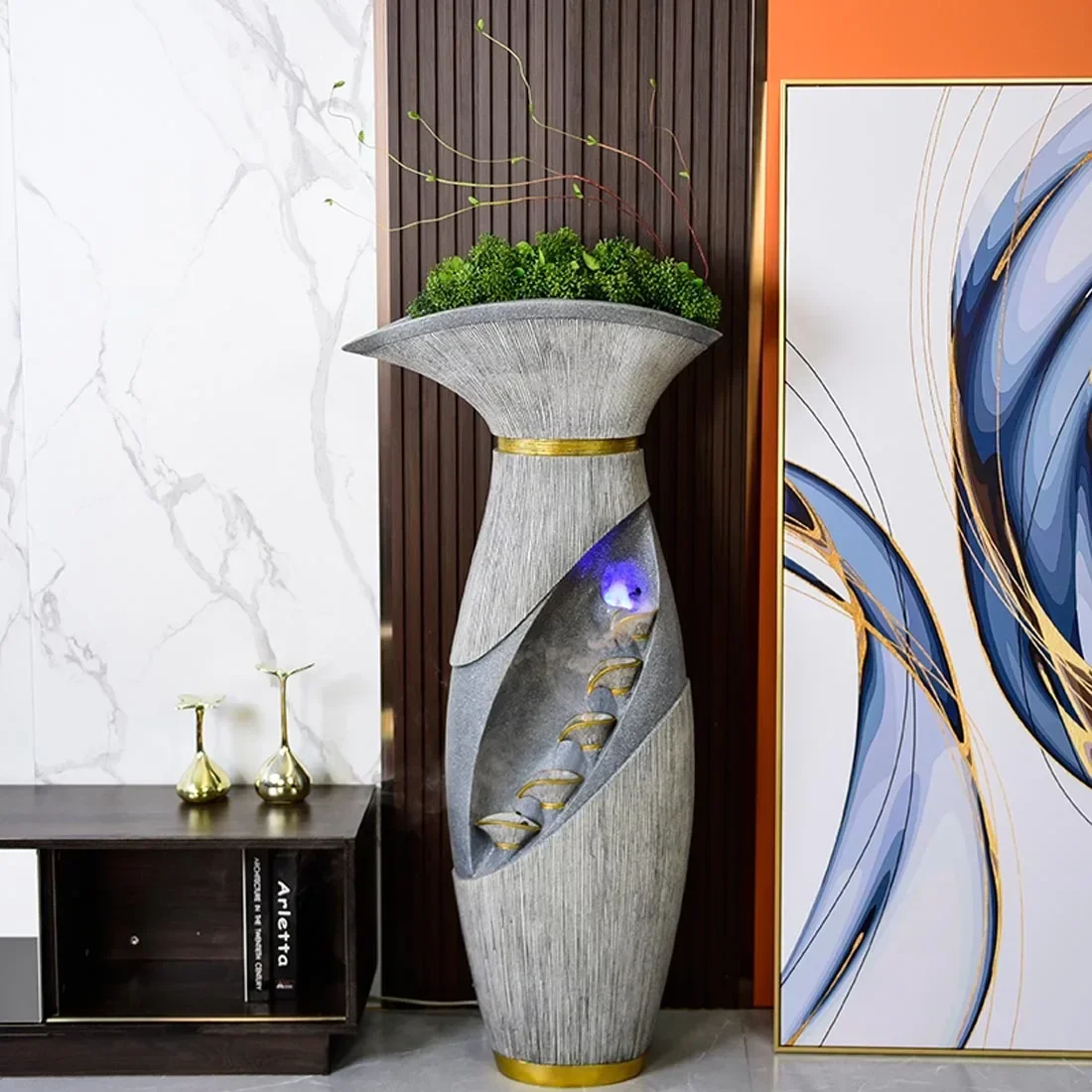 

Creative Vase Decoration Living Room Floor-to-ceiling Dried Flower Resin Porch TV Cabinet Decoration Light Luxury Style factory