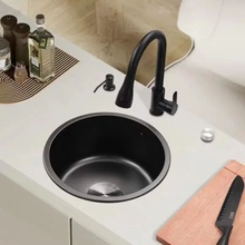 Round vegetable basin Bar vegetable basin Unembroidered steel nano vegetable basin 32 36 40 cm Pure round sink black white