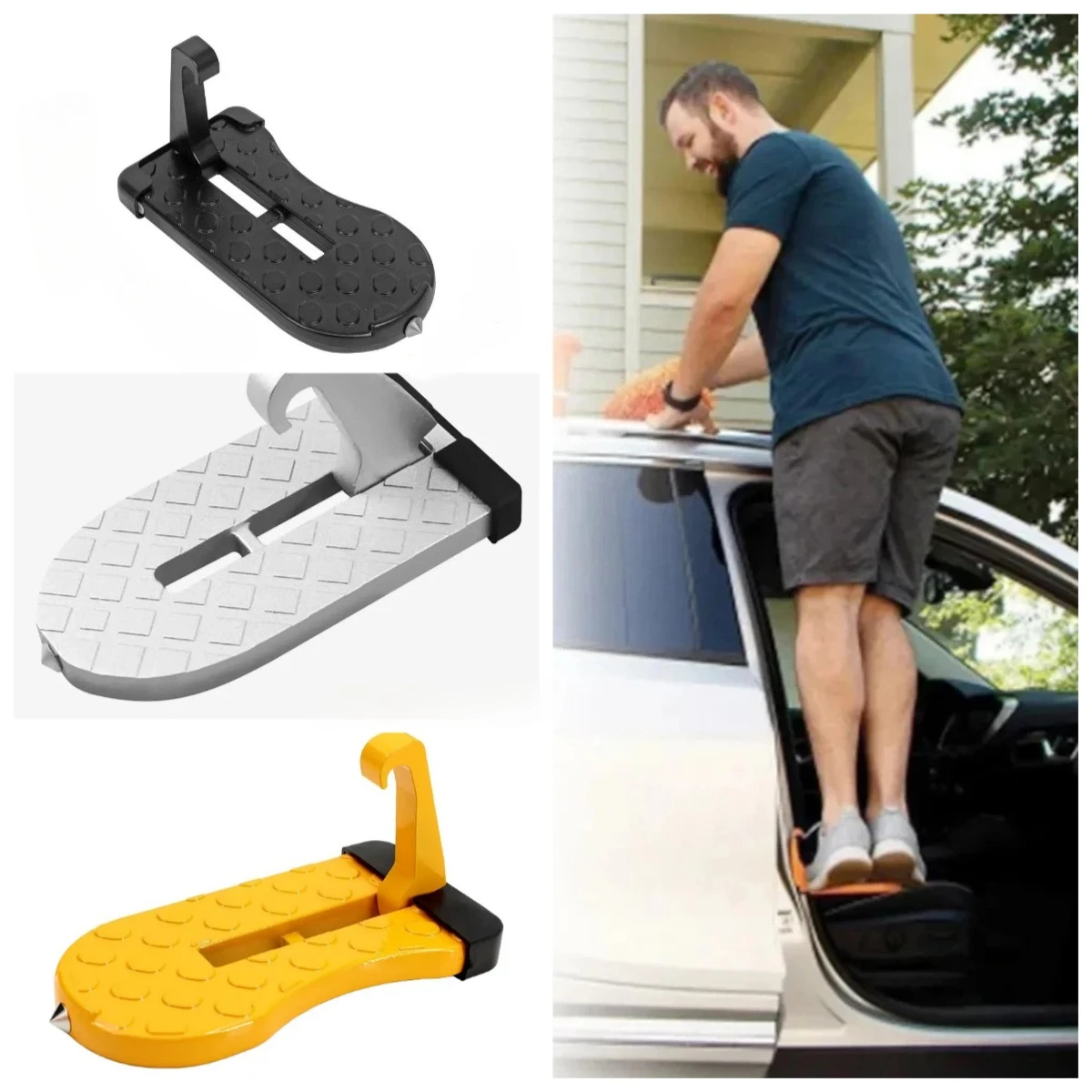 

Универсальная складная автомобильная дверная ступенька с предохранительным молотком — багажник на крышу из алюминиевого сплава, вспомогательная педаль и крюк-защелка