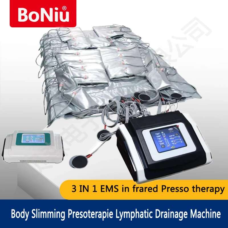 

Professional 3 IN 1 EMS In Frared Body Slimming Presso Therapy Presoterapie Lymphatic Drainage Machine Massage Spa