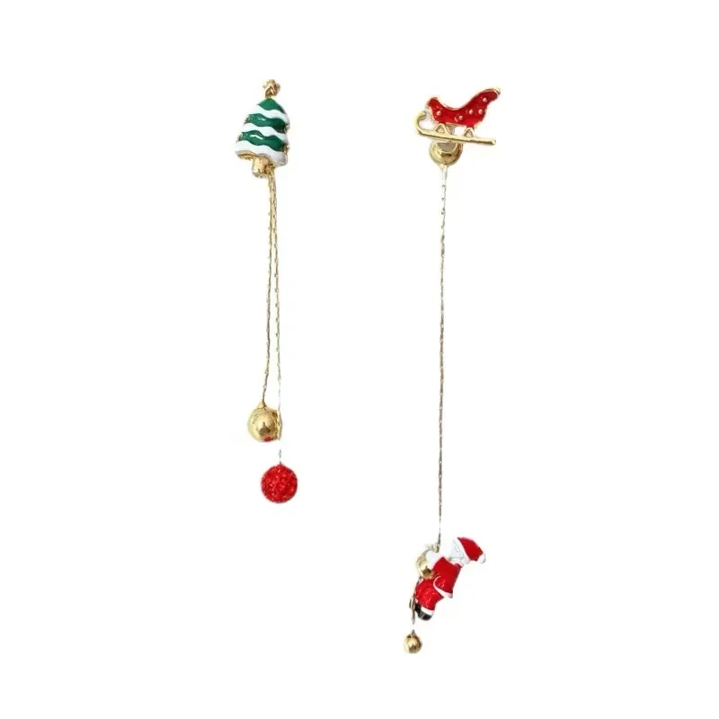 Christmas Design Asymmetrical Santa Claus Long Tassel Earrings 2024 Fashion Jewelry Unusual Accessories for Womens and Girls