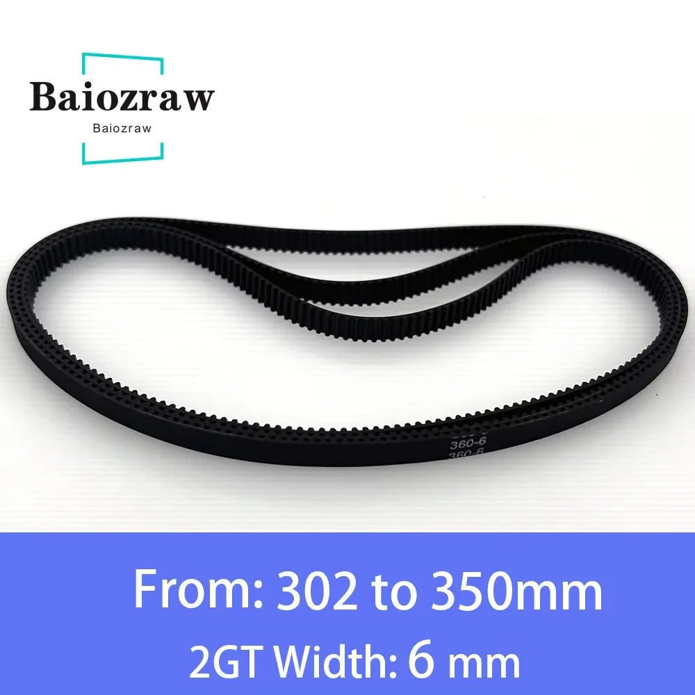 3D Printer Parts GT2 6mm Closed Loop Rubber Timing Belt 302 308 320 330 336 340 348 350mm 2GT 1pcs