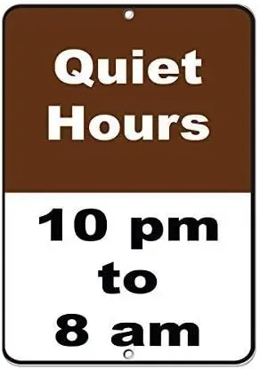 Warning Sign Quiet Hours 10 Pm to 8 Am Activity Sign Campground Signs Road Sign Business Sign es Tin Metal Tin Sign