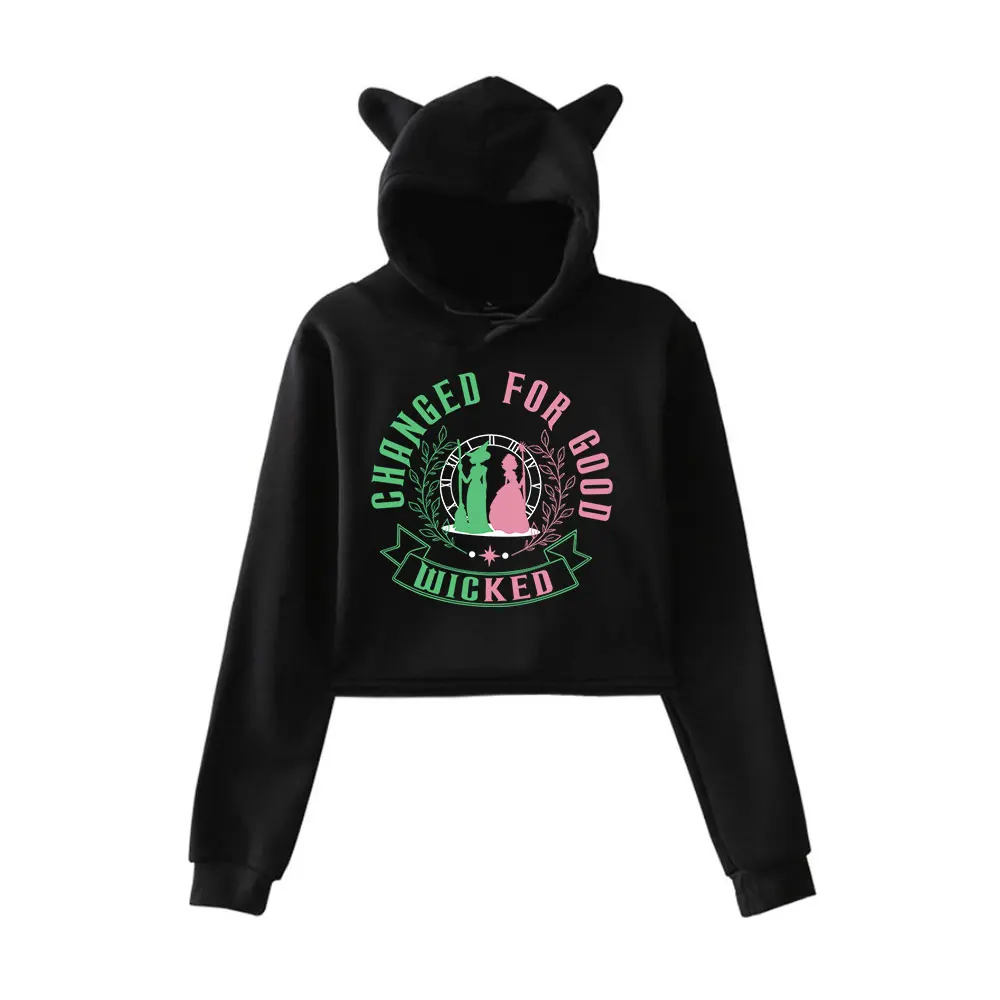 Wicked Changed For Good Vintage 90s Streetwear logo Hoodie Merch Hoodies Sweatshirts for Girls Cat Ear Crop