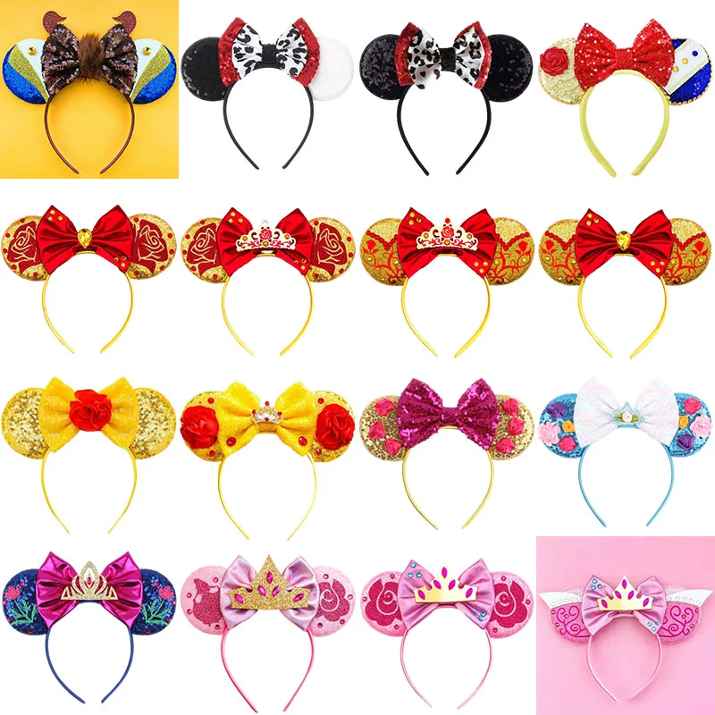 Disney Beauty and the Beast Hairbands Belle Ear Headband for Adults Enchanted Rose Headwear Women Girls Party Hair Accessories