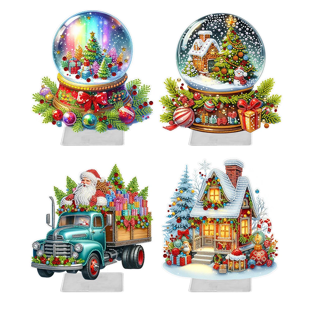

Christmas Acrylic Special Shape Crystal Ball Diamond Painting Tabletop Ornaments Kit Table Top Diamond Painting Ornament Kits