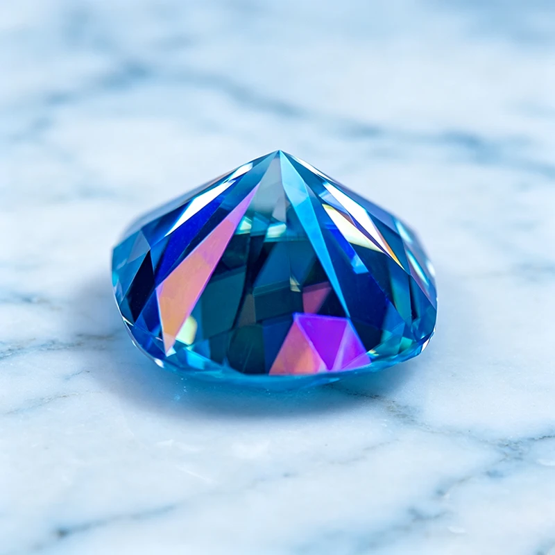 Moissanit-Stein im Kissen-Schliff, Aquamarin-Edelstein für DIY-Schmuckherstellung, besteht den Diamanttest mit Zertifikat – Detail 2