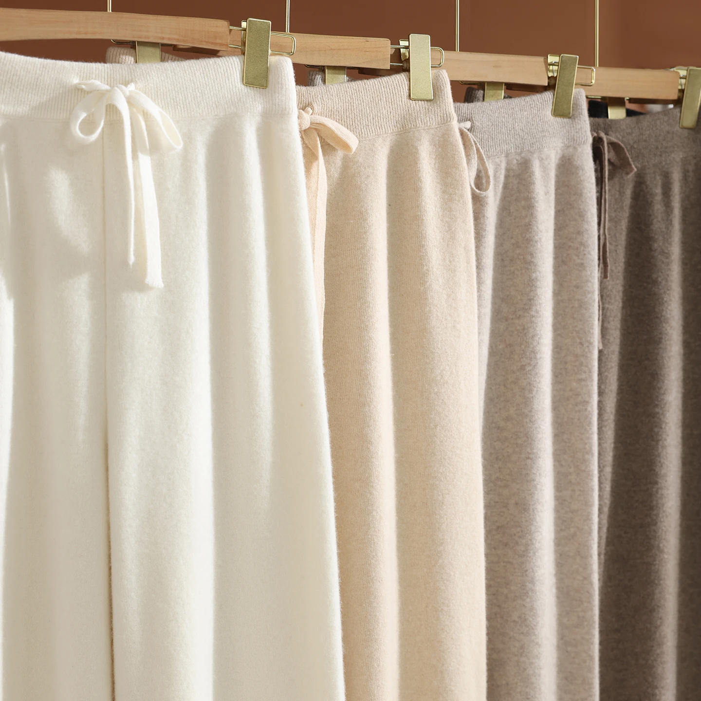 

High-quality Women Cashmere Straight Pants Autumn Winter High Waist Simple Pants 100% Merino Wool Knit Office Lady Trousers