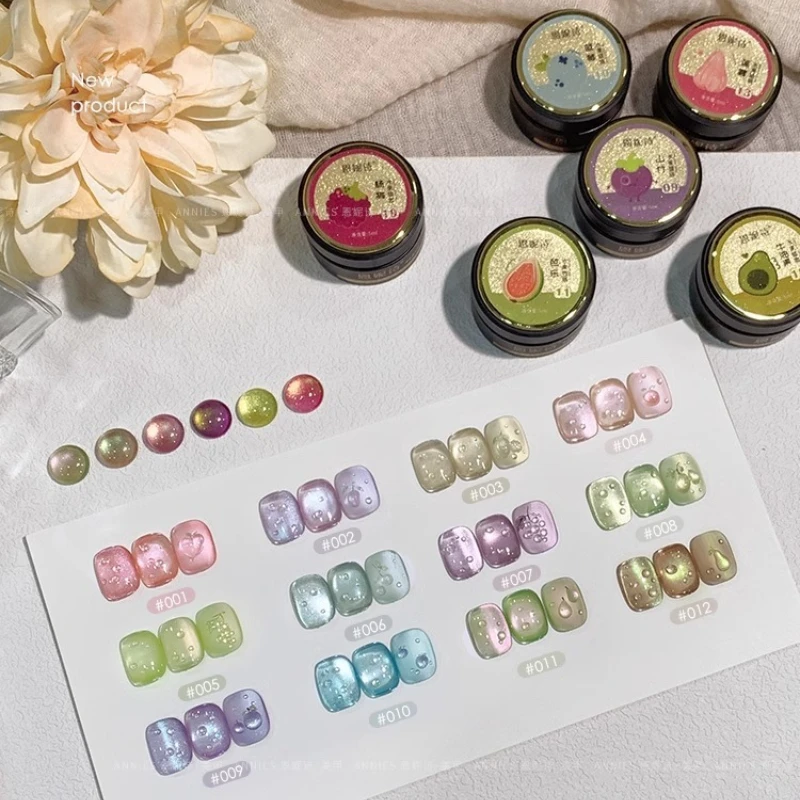 5ml Frutta Verde Viola Gatto Smalto per unghie gel magnetico 2025 Nuovo Sbiancamento Guava Uva Perle di vetro Smalto per unghie Forniture