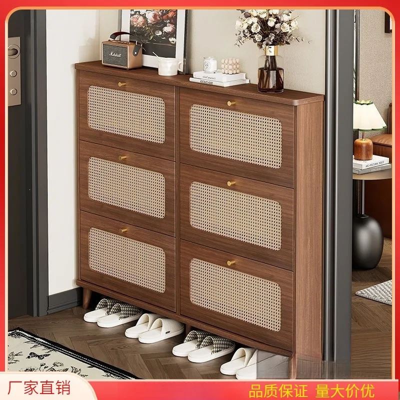 Rattan shoe cabinet, household locker at the entrance, ultra-thin tipping bucket, and integrated wall storage cabinet.