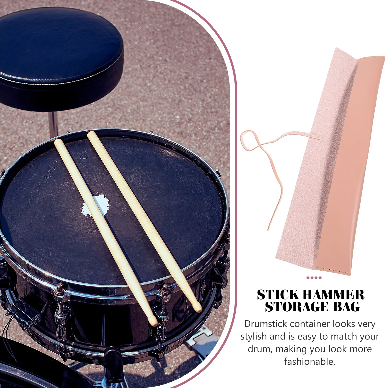 

Drumsticks Bag Organizer Pocket Drum Mallets Storage Holder For Musicians Scratch Protection Durable Pu Fashionable