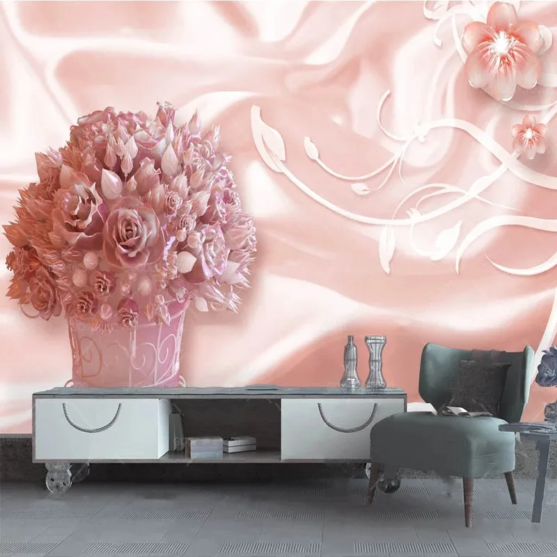 

Custom Wallpaper Rose Silk Background European Style 3D Mural Background Wall Papel De Parede Home Décor Tapety Fresco Art