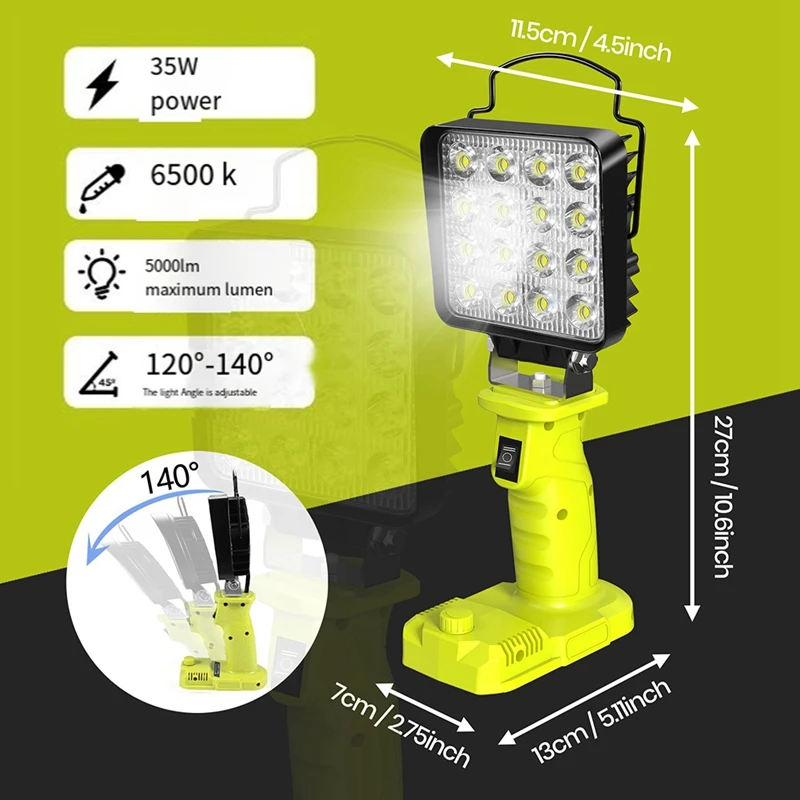 รถทุกวัน LED นาฬิกาปลุกทํางานไฟฉายไฟฉายไฟฉาย Spotlight Camping โคมไฟสําหรับ 18V แบตเตอรี่ลิเธียม P108 PBP005 PBP002