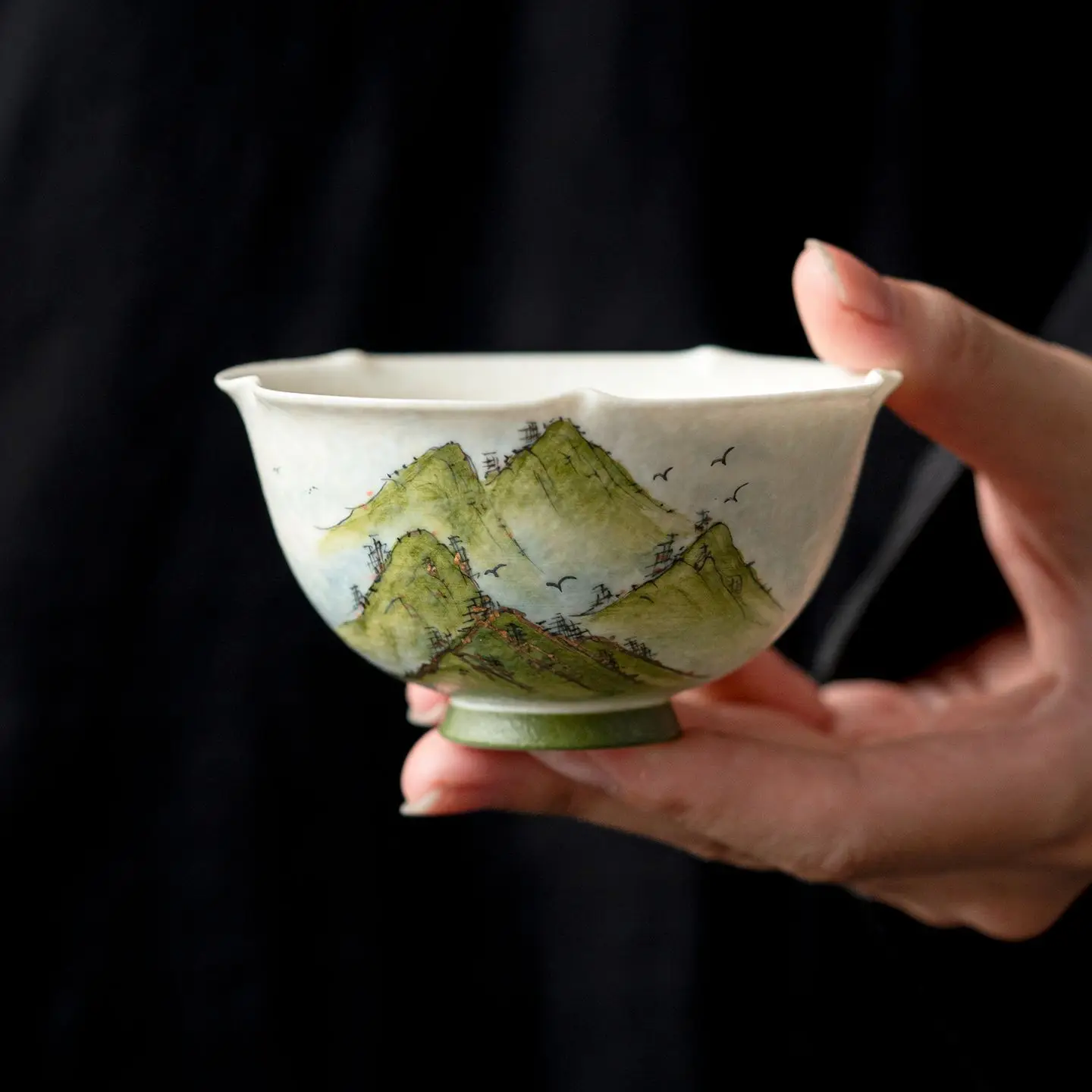 Handmade Rock Ore Glaze Landscape Tea Cup Master Ceramic Tasting Cup Home Office Kung Fu Tea Set Gift Box