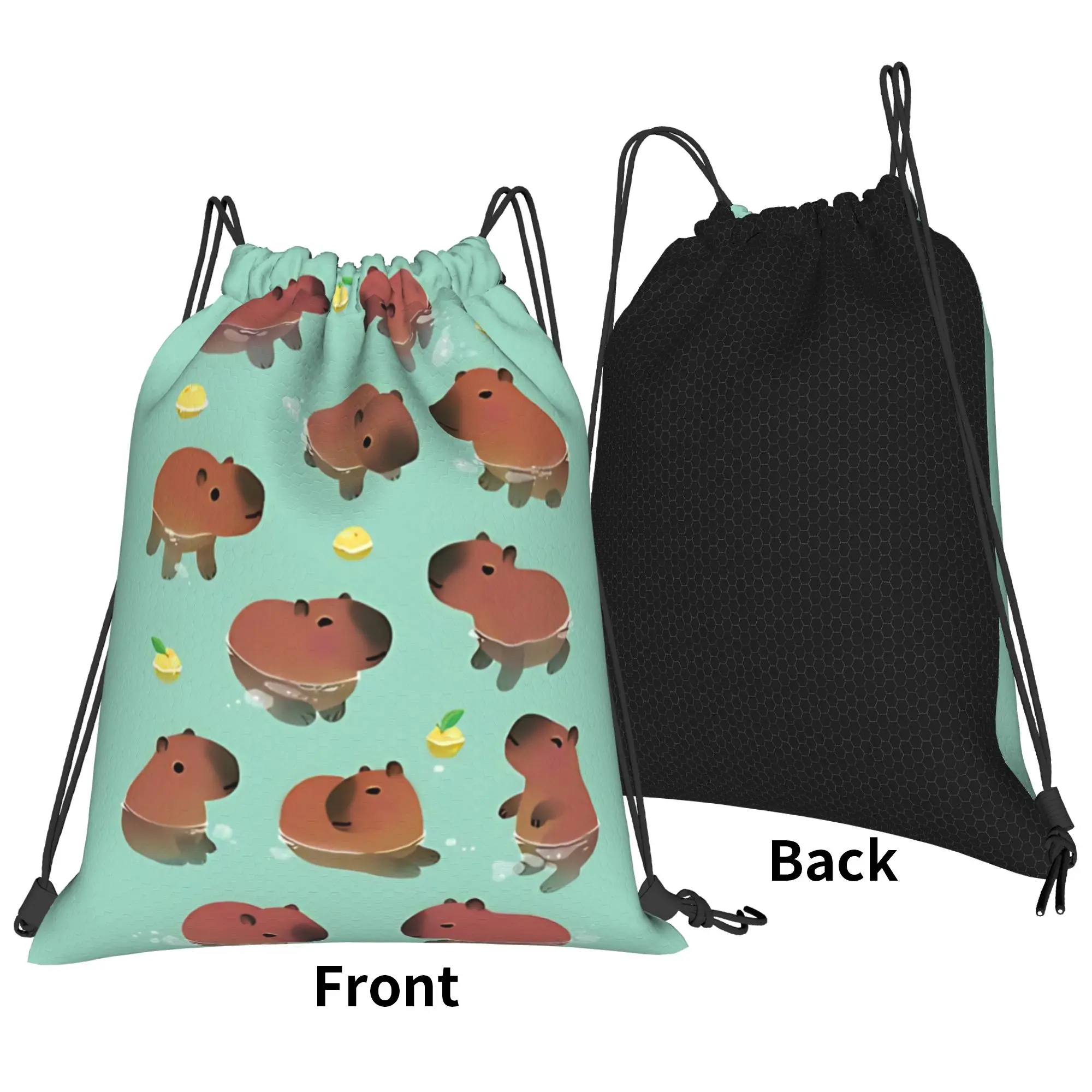 Capybara Capybath time Portable Travel Riding Gym Drawstring Storage Sporty Backpacks