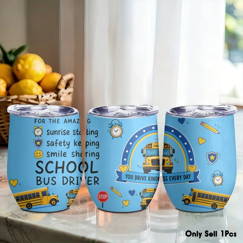 School Bus Driver Quote Art Vacuum Flasks 12oz Eggshell Cup With Lid Portable Coffee Cups Travel Household Office Drinking Mug