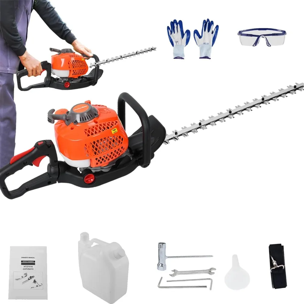 

24" Gas Hedge Trimmer, 26cc 2-Cycle Cordless Hedge Trimmer Gas Powered Dual Sided Blade, Handheld Hedge Trimmer, Tree Trimmers f