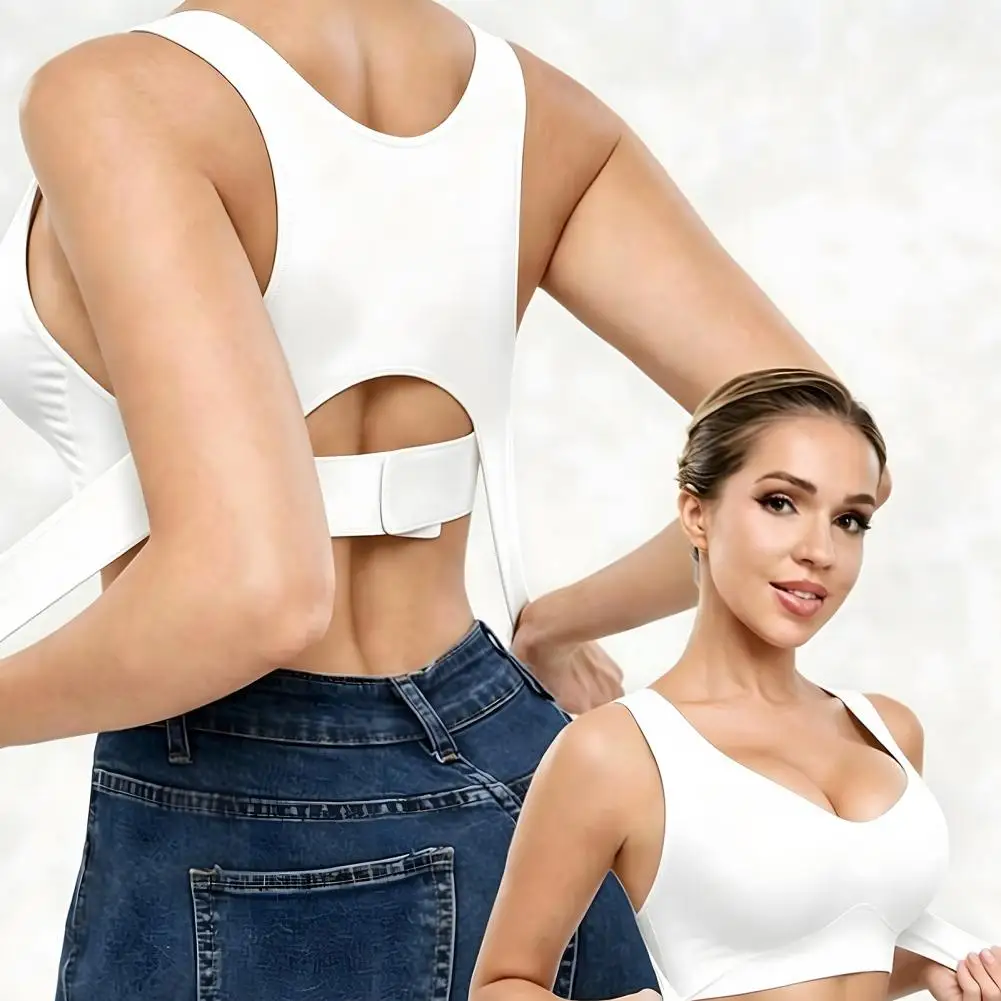 Front Closure Sports Bra 2pcs Posture Corrector Bra Set Front Closure Wireless Bralette Women’s No Underwire Push-up Full.
