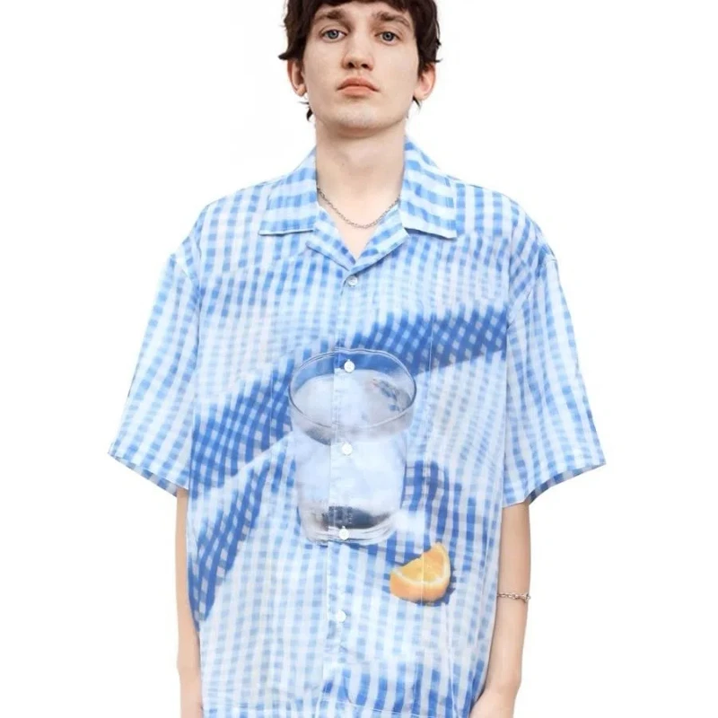 

Shirts Men's Summer Casual Shirts Half-sleeved Plaid Short-sleeved Couple