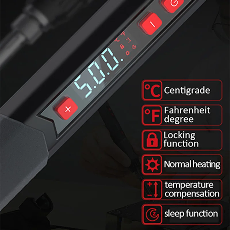 DELIXI saldatore elettrico 110W, 180 ℃ ~ 500 ℃ ampia Area temperatura regolabile 20 secondi riscaldamento rapido, per filo di saldatura e riparazione