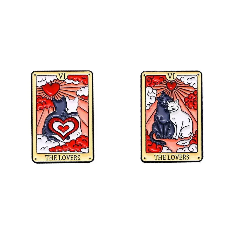 2-piece Valentine's Day Black and White Cat Tarot Romantic Couple Outfit with Hat, Backpack, Brooch, Badge, and Accessories Gift
