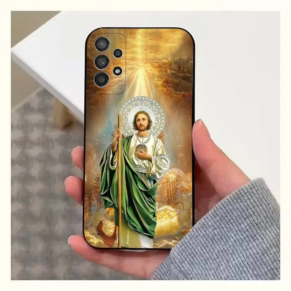 Casing Ponsel San J-Judas Tadeo Belief Untuk Samsung S25,S24,S23,S22,S20,S21,S10,Ultra,Plus,Lite,FE, Penutup Silikon Lembut Warna Hitam