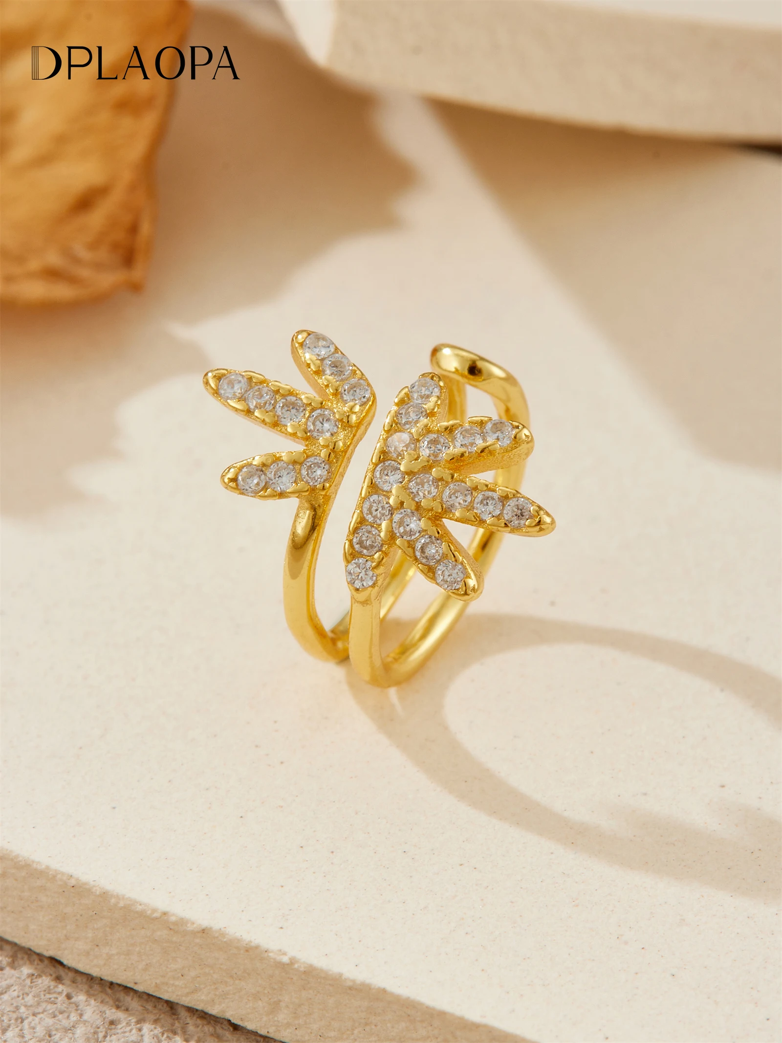 

DPLAOPA 925 Sterling Silver Irregular Leafs Zircon Ear Cuff Earring Clips No Piercing Clips Women Fine Fashion Jewelry Gift