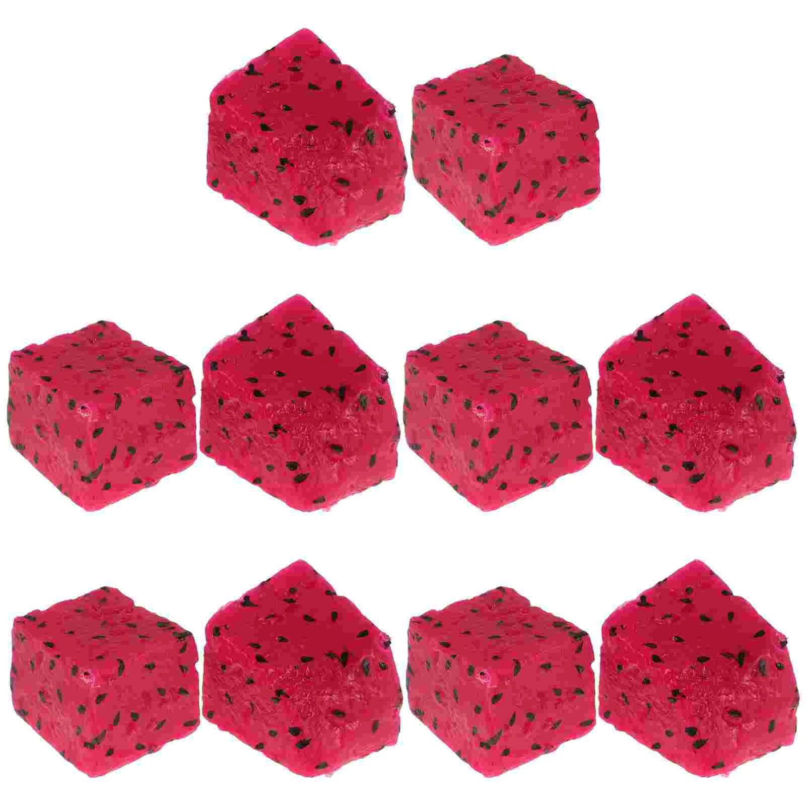 10pcs Realistic Simulated Fruit Pieces Dragon Blocks for Salad Crafts Home Kitchen Decor Artificial Cherry Model Fake