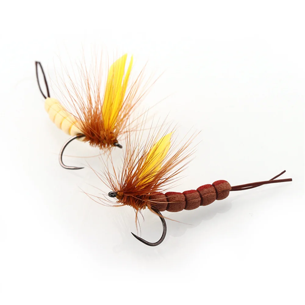 Bimoo#8 #10 Yellow Drake Wing Mayfly Barbed and Barbless Fly Rocky River Bass Trout Fishing Flies Bait Lure