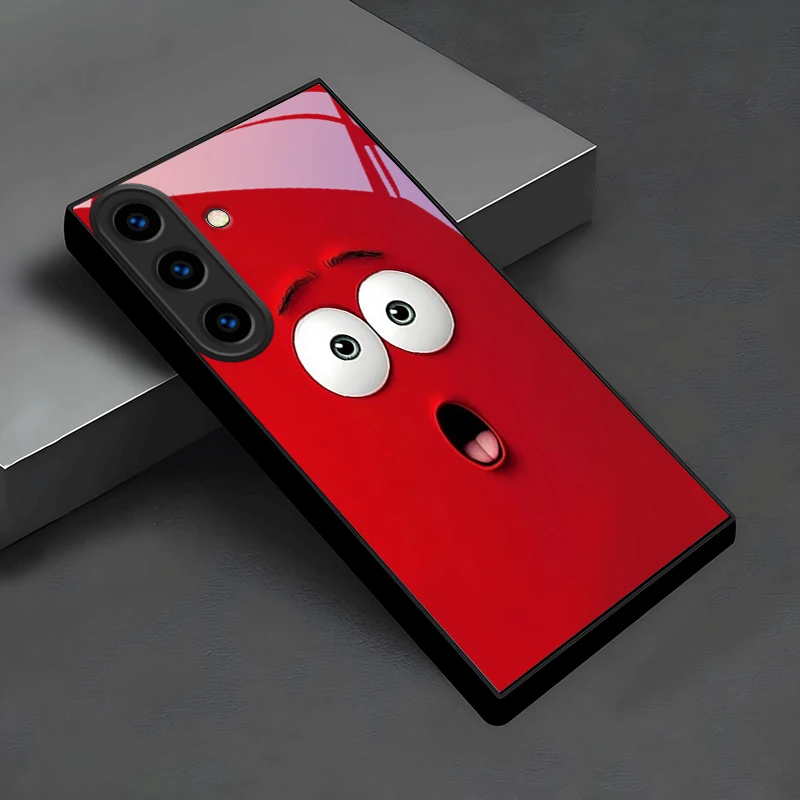 Funny Cartoon Eyes Black Glass Phone Case For Samsung Galaxy S26 Ultra S25 Edge S24 FE S23 Plus S22 S21 S20 S22+ 25FE Back Cover