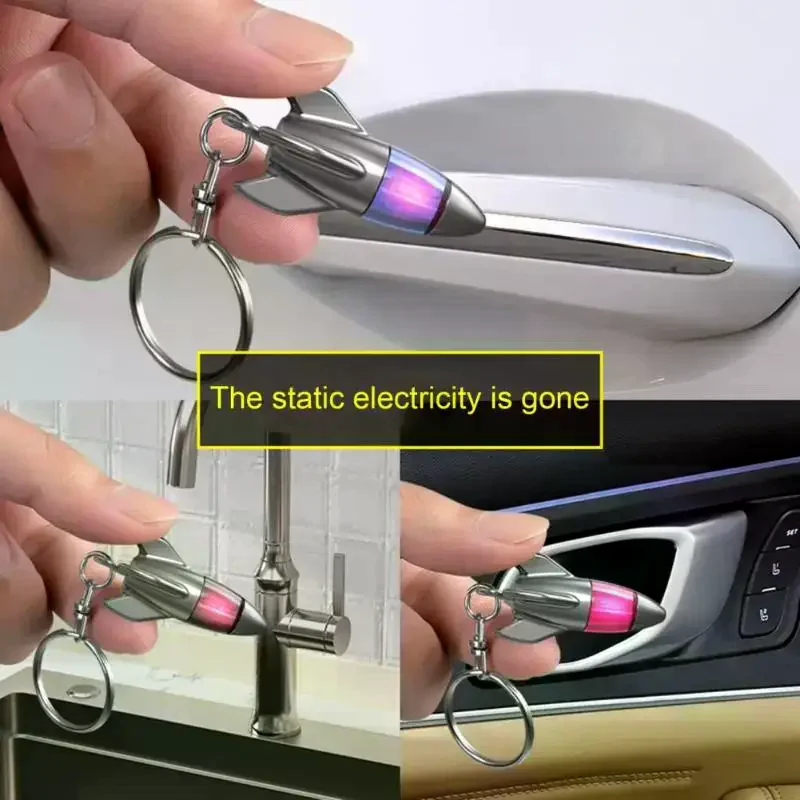 Car Static Eliminator Discharger Keychain Pendant Novel Rocket Design Anti-Static Device For Car Metal Door Handle