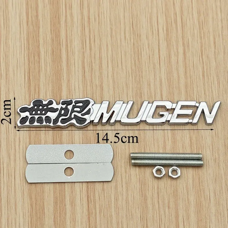 3D Metall Buchstaben Mugen Emblem Auto Frontgrill Logo Hinten Stamm Aufkleber Kotflügel Seite Abzeichen für Auto Außen Zubehör