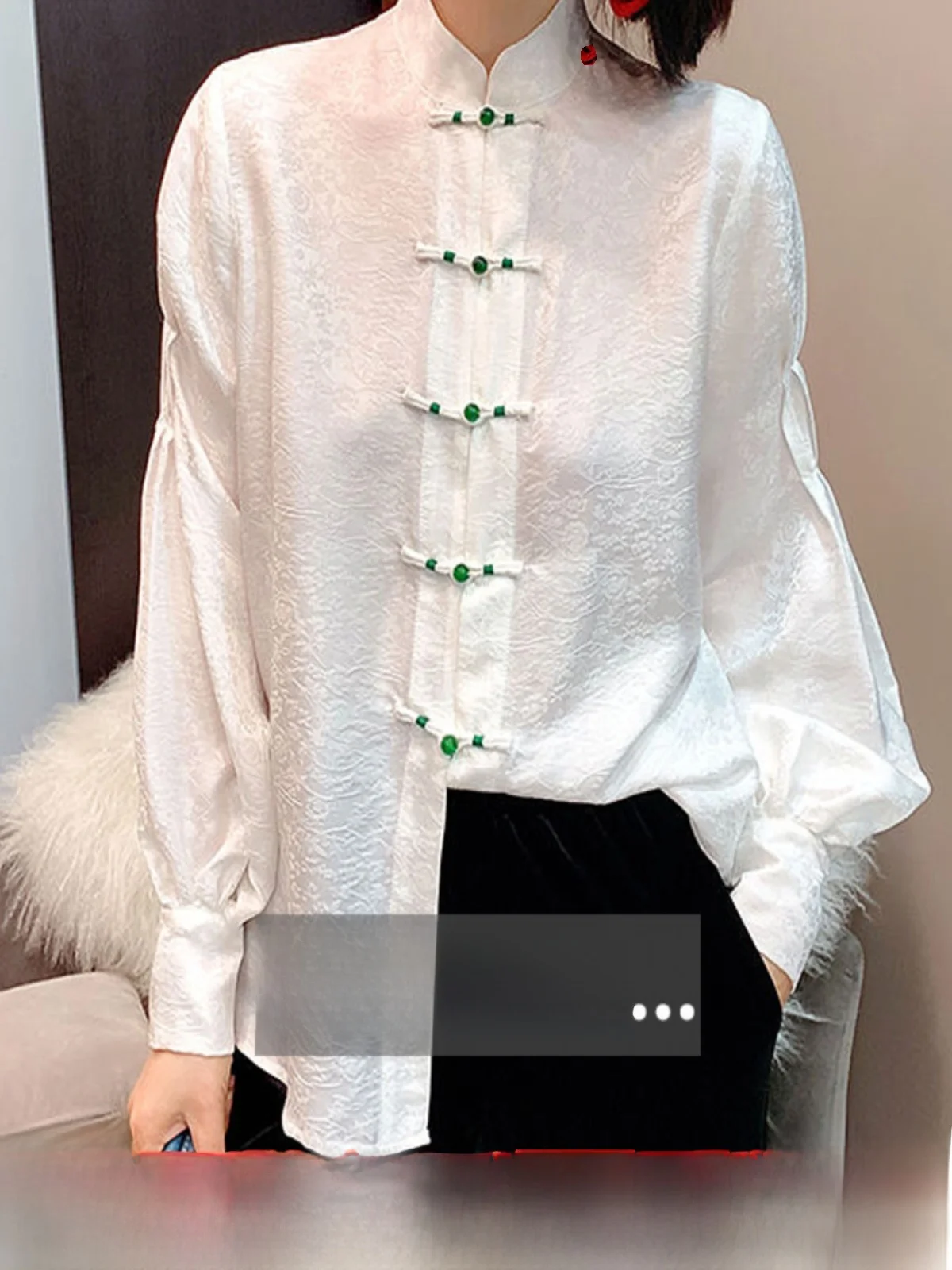 New Chinese Sle Women's irt Xiangyun Silk Button up Top Early Spring Improved Tang Costume High End Retro Loose Fit irt