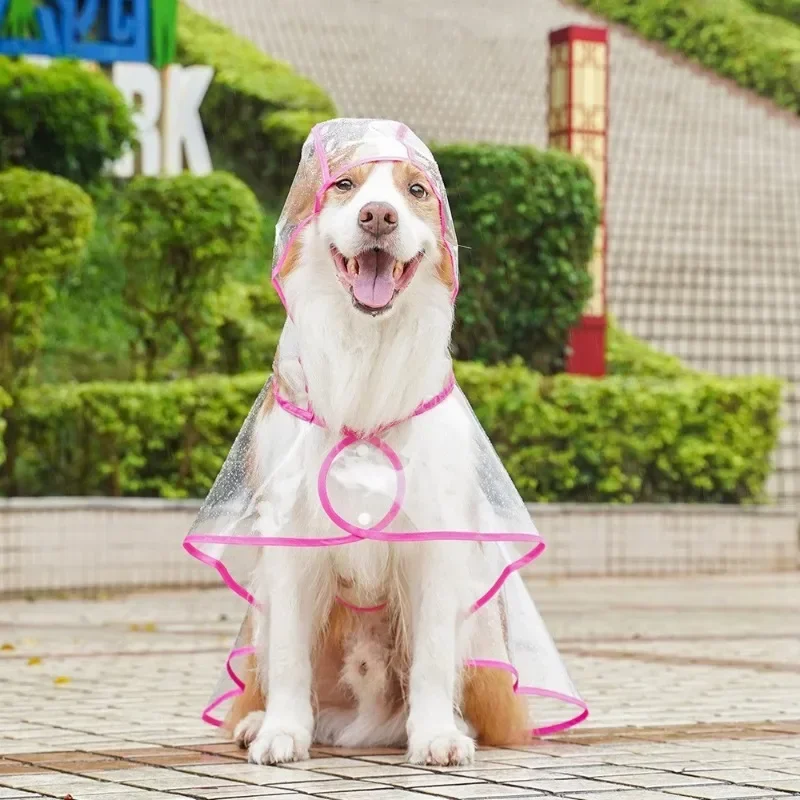 35-70 cm Pet Raincoat Transparent Large Dog Raincoat Waterproof Pet Walking Dog on Rainy Days with Exposed Clothes Weight 4-35kg