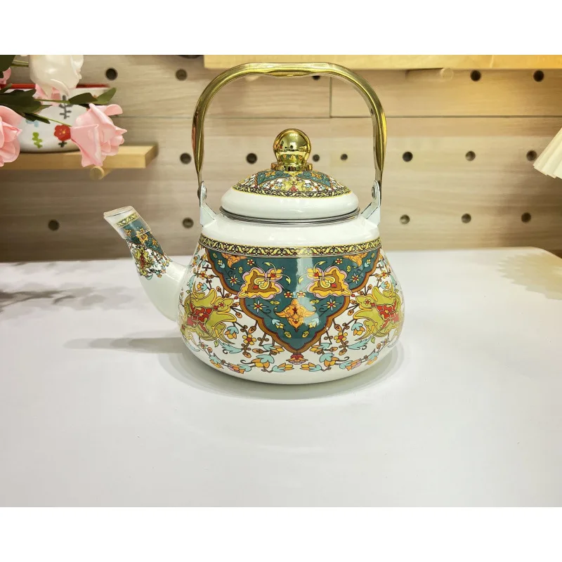 

1.5L Enamel Kettle Thickened with Filter Tea Coffee Milk Tea Pot Kitchen Cookware Kettle Boiling Water