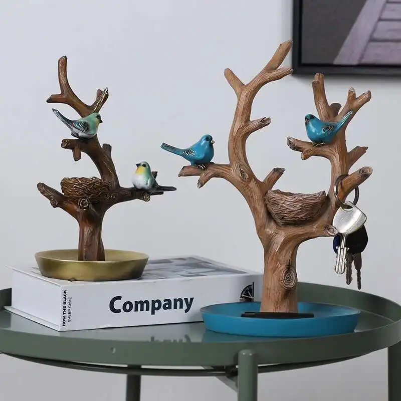 

Store bird tree branch decorations Nordic living room personalized hanging key new house personalized technology Chinese home