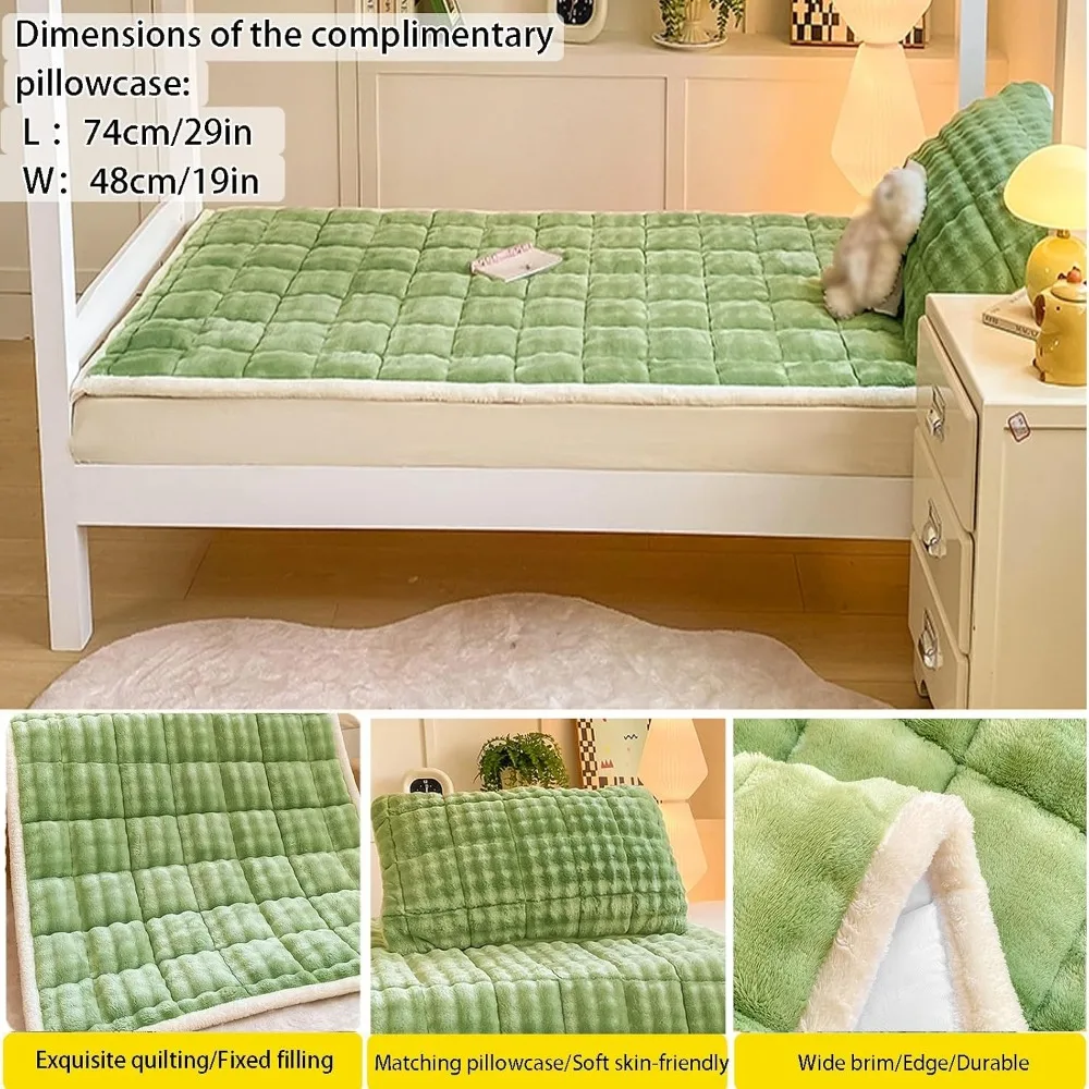 1PC Faux Rabbit Mattress Pad Soft Breathable Bedding Protector Queen Size Comfortable Quilted Top Mattress Cover (No Pillowcase)