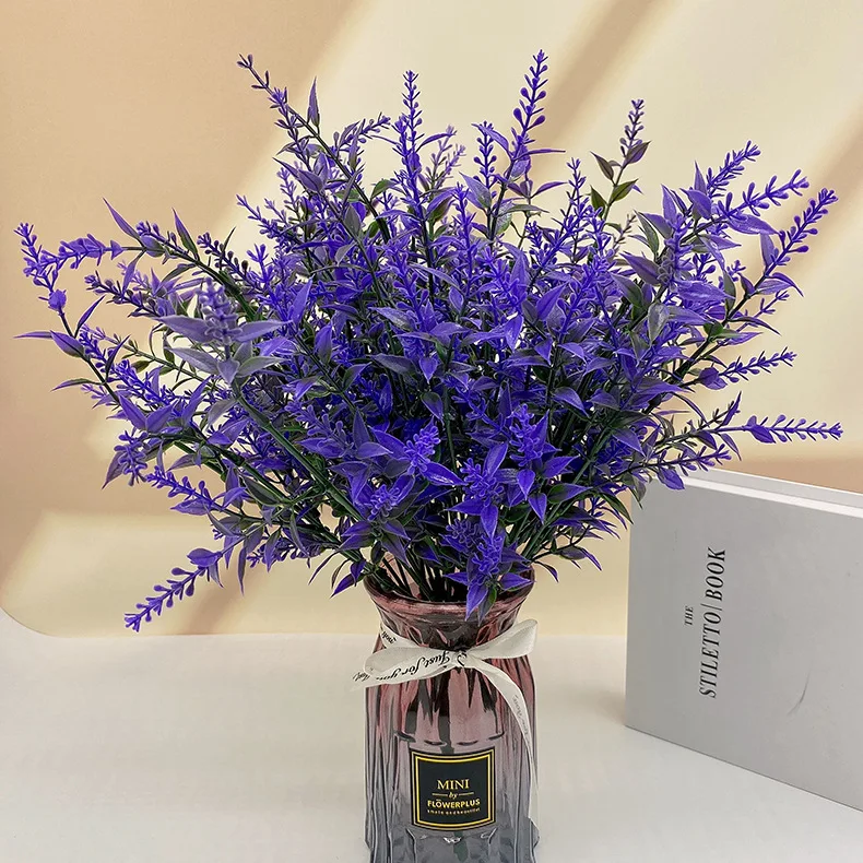 Flor Artificial de plástico de lavanda, planta falsa para boda, hogar, decoración de jardín, ramo de novia, accesorios de fotografía, productos para el hogar