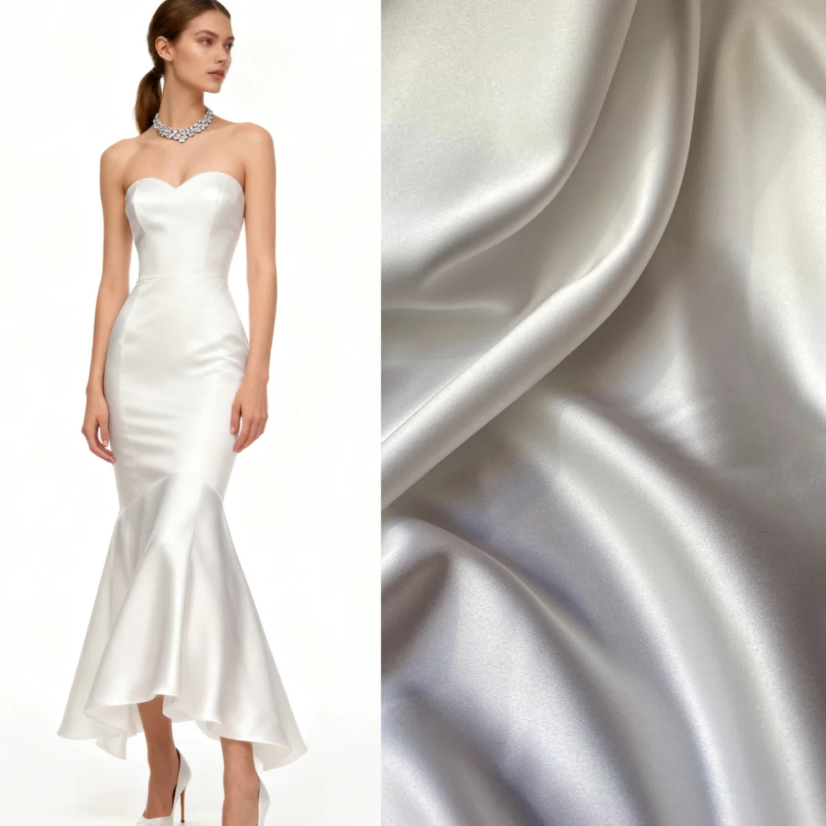 

Белый жемчуг, висящая тяжелая атласная ткань с имитацией ацетата, шитье свадебного платья и вечернего платья, ткань «сделай сам»