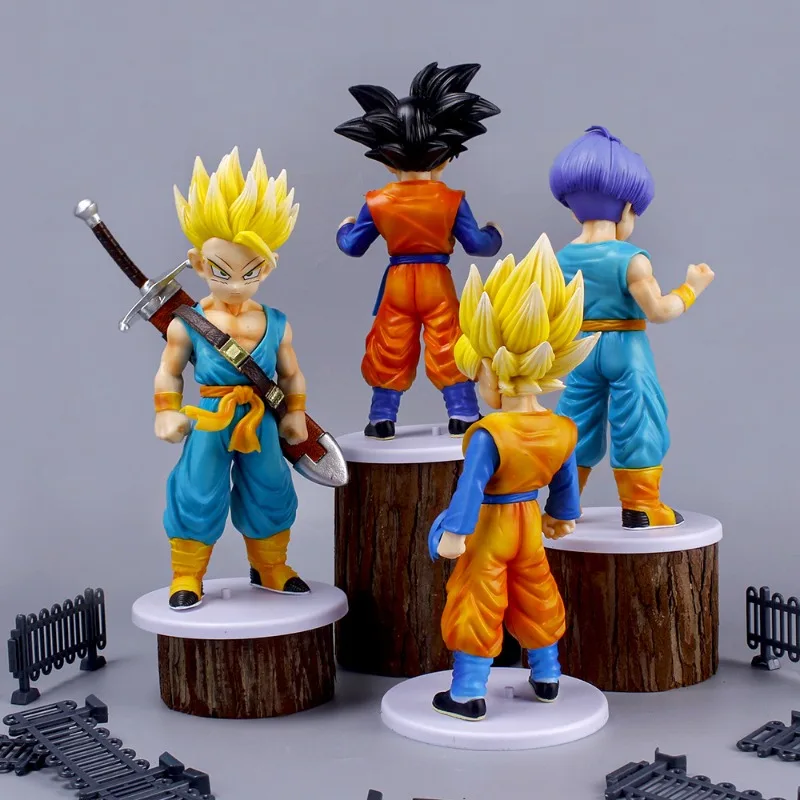 

4pcs Dragon Ball Son Goku Vegeta Torankusu Super Saiyan Action Figure Model Desktop Decoration Statue Collect Toy Gifts