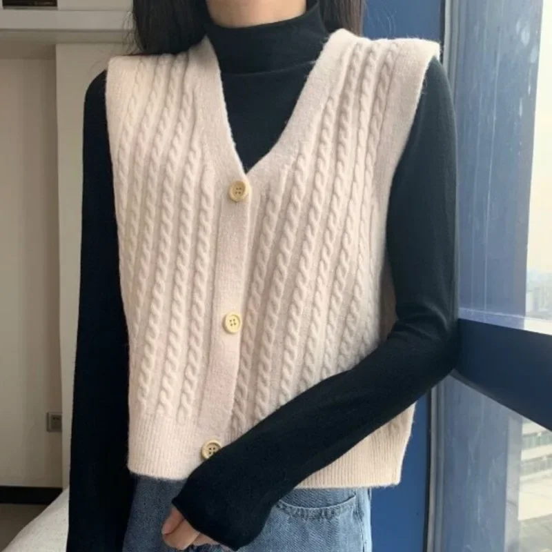 Preppy Style Sweater Vest for Women Spring Autumn Tops All-match Popular Sleeveless Girls Lovely Young Simple Design Knitted